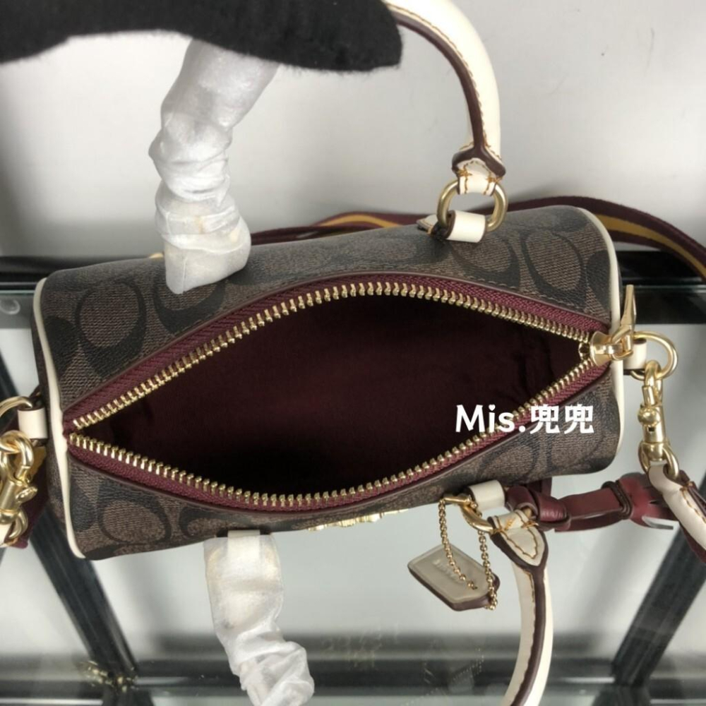 保固 現貨 COACH 蔻馳包包 Mis.兜兜 經典女生筆筒包 手提包 單肩斜挎包 斜背包 波士頓包 女生包包-細節圖8