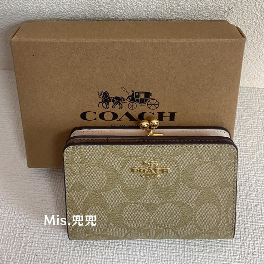 保固 現貨 COACH 蔻馳包包 Mis.兜兜 新款 吻鎖扣純色印花錢包 中長款錢包 手拿錢包 錢夾-細節圖4