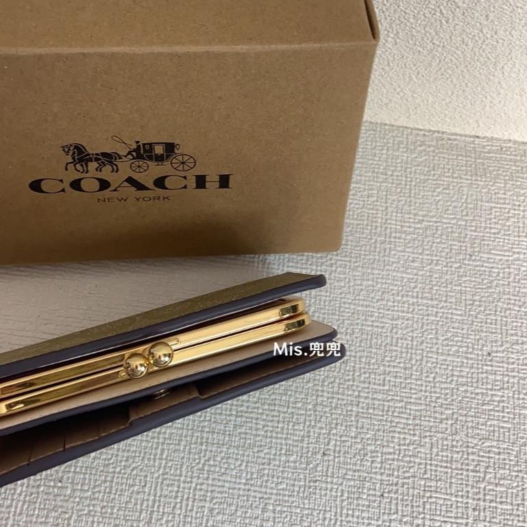 保固 現貨 COACH 蔻馳包包 Mis.兜兜 新款 吻鎖扣純色印花錢包 中長款錢包 手拿錢包 錢夾-細節圖5