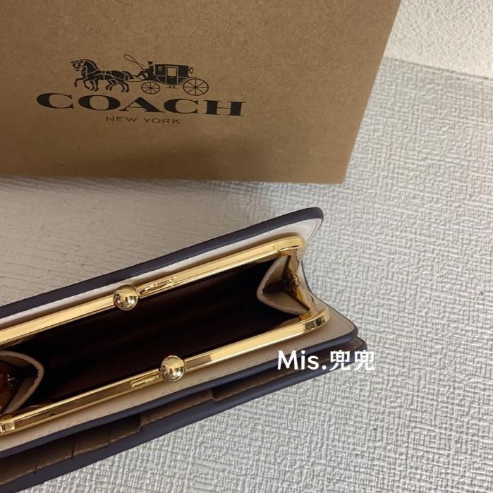 保固 現貨 COACH 蔻馳包包 Mis.兜兜 新款 吻鎖扣純色印花錢包 中長款錢包 手拿錢包 錢夾-細節圖7