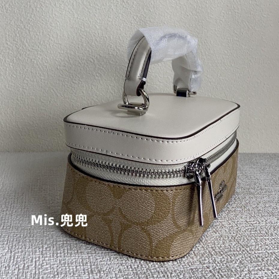 保固 現貨 COACH 蔻馳包包 Mis.兜兜 新款女生化妝包 單肩斜挎包 盒子包 手提包 女生包包-細節圖5