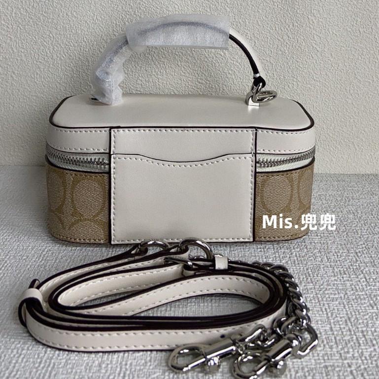保固 現貨 COACH 蔻馳包包 Mis.兜兜 新款女生化妝包 單肩斜挎包 盒子包 手提包 女生包包-細節圖6