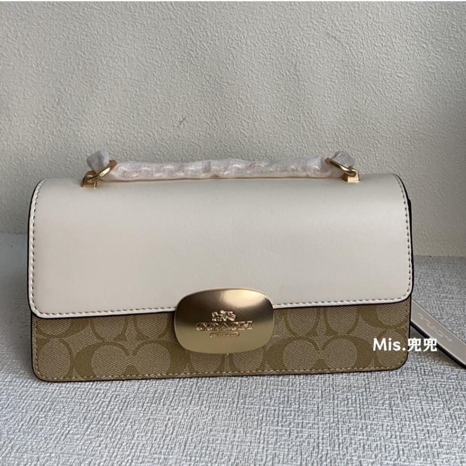 保固 現貨 COACH 蔻馳包包 Mis.兜兜 新款女生鏈條包 單肩包 斜挎包 翻蓋包 時尚女包-細節圖3