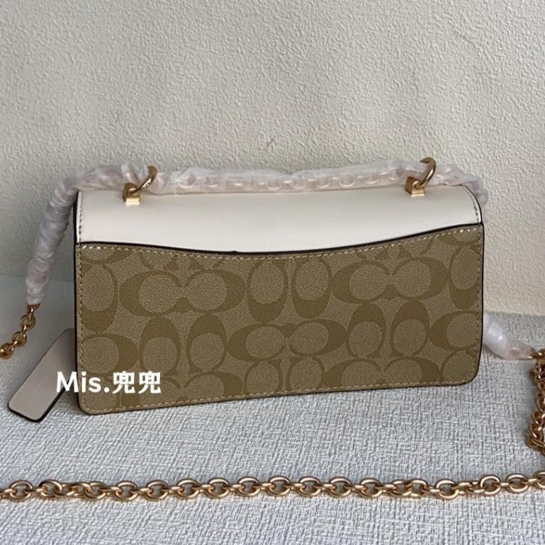 保固 現貨 COACH 蔻馳包包 Mis.兜兜 新款女生鏈條包 單肩包 斜挎包 翻蓋包 時尚女包-細節圖4