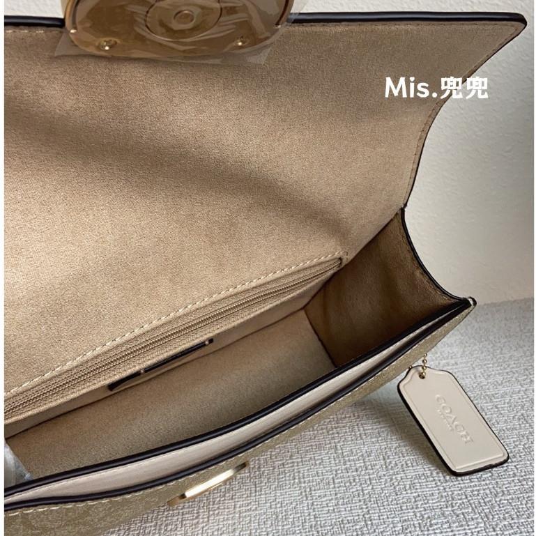 保固 現貨 COACH 蔻馳包包 Mis.兜兜 新款女生鏈條包 單肩包 斜挎包 翻蓋包 時尚女包-細節圖6