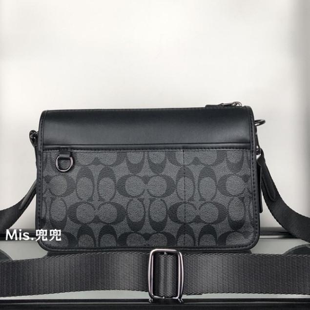 保固 現貨 COACH 蔻馳包包 Mis.兜兜 經典老花男生斜挎包 零錢袋二合一包 單肩包 側背包 男生包包-細節圖3