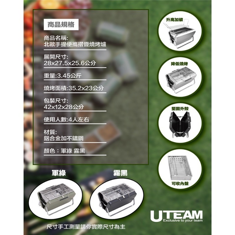 破盤 一件免運 戶外手提便攜摺疊燒烤爐 ，可收納成公事包造型，輕巧便攜，外出烤肉免煩惱，不需組裝打開即烤-細節圖3