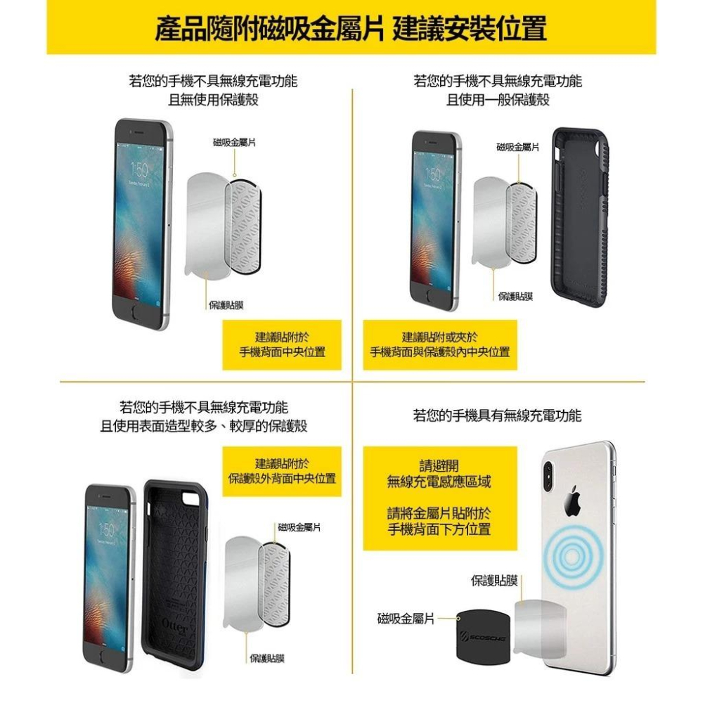 「專業版」【SCOSCHE】 吸力提升30% 車架，磁吸，汽車，機車可用 手機/平板專用貼片 7SH6MT0006-細節圖5