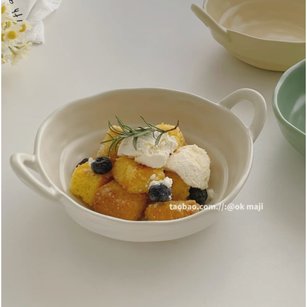 【Roze韓風家居選品】雙耳碗/酸奶、泡麵、沙拉燕麥碗-細節圖2