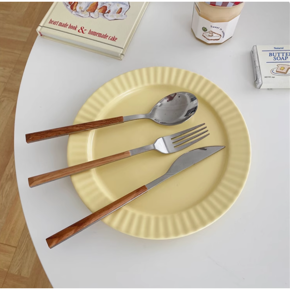 【Roze韓風家居選品】木柄不銹鋼質感餐具-細節圖3