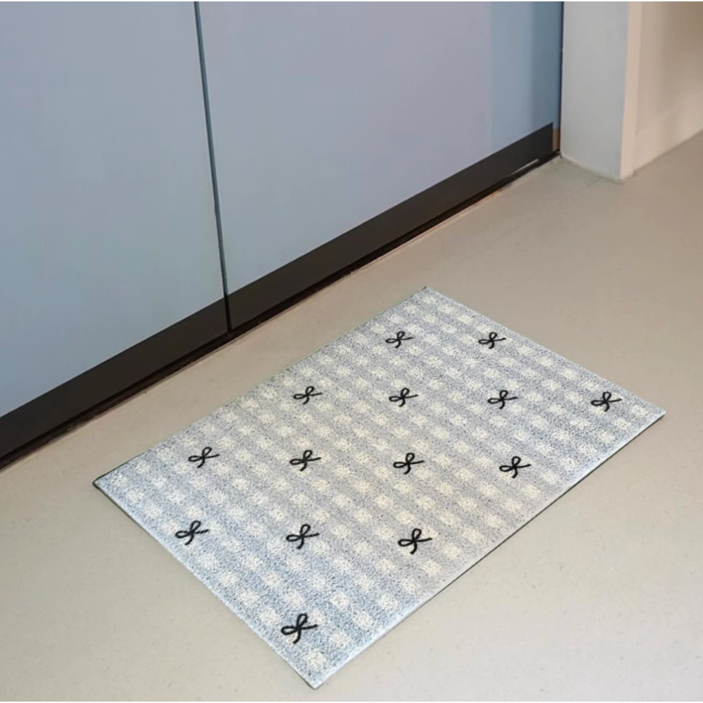 【Roze韓風家居選品】蝴蝶結格子玄關/門踏腳墊🎀-細節圖2