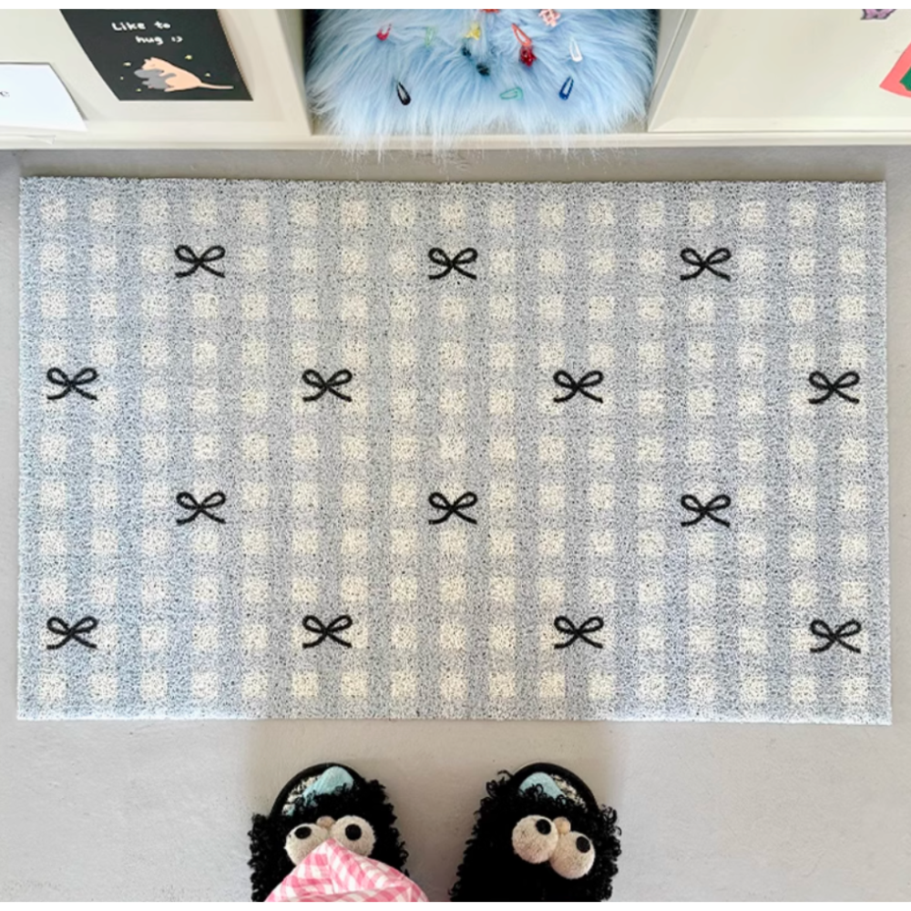 【Roze韓風家居選品】蝴蝶結格子玄關/門踏腳墊🎀-細節圖4