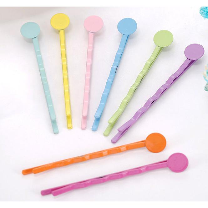 【夜市王】烤漆一字夾四浪圓片5.6MM髮夾 DIY10支9元-細節圖2