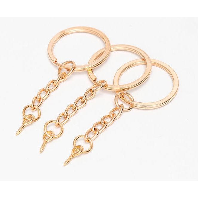 【夜市王】DIY鑰匙圈 玫瑰金光圈掛羊眼圈50個99元-細節圖2