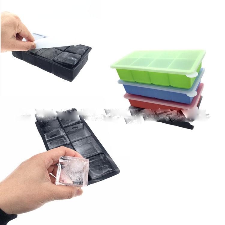 【夜市王】有蓋矽膠8孔方形製冰盒 99元-細節圖2