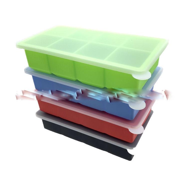 【夜市王】有蓋矽膠8孔方形製冰盒 99元-細節圖3