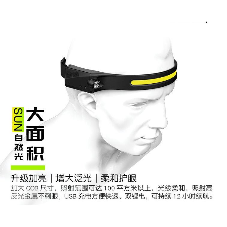 【夜市王】USB充電防水雙光源 夜跑步頭戴燈 感應頭燈299元-細節圖3