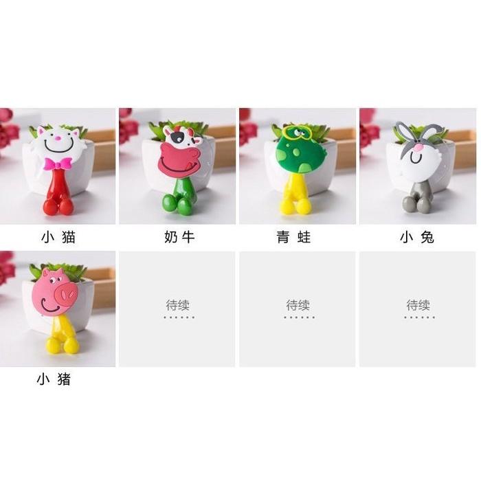 【夜市王】動物家族吸盤牙膏牙刷架 9元-細節圖3