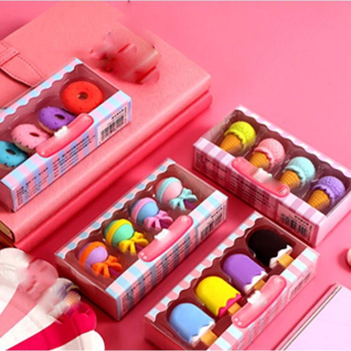 【夜市王】造型橡皮盒裝 甜甜圈橡皮1盒4個39元-細節圖2