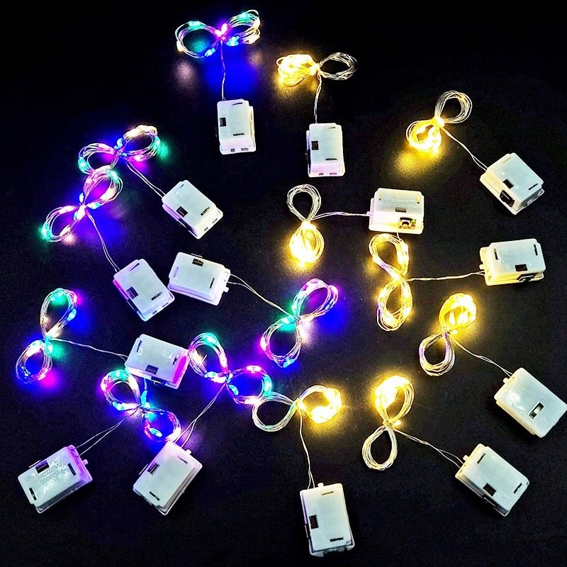 【夜市王】LED銅線燈 紐扣電池盒燈 蛋糕花束裝飾燈串 閃爍花環小彩燈9元-細節圖2