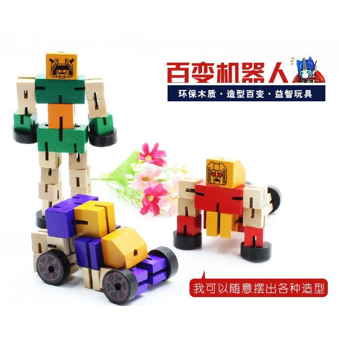 【夜市王】木製變形機器人 兒童動手拆裝機器人39元-細節圖2