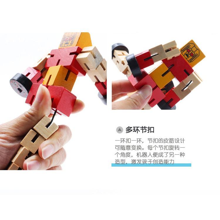 【夜市王】木製變形機器人 兒童動手拆裝機器人39元-細節圖3