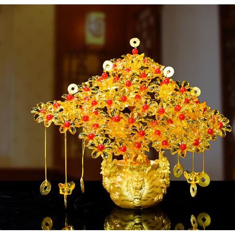 【夜市王】發財樹材料包 招財樹 發財樹 夜光福字牡丹紅色發財樹490元-細節圖3