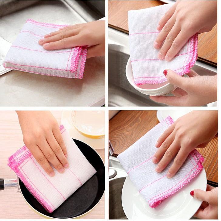 【夜市王】不沾油棉紗洗碗巾 加厚百潔布 桌布 抹布 吸水好 白色抹布 9元-細節圖2