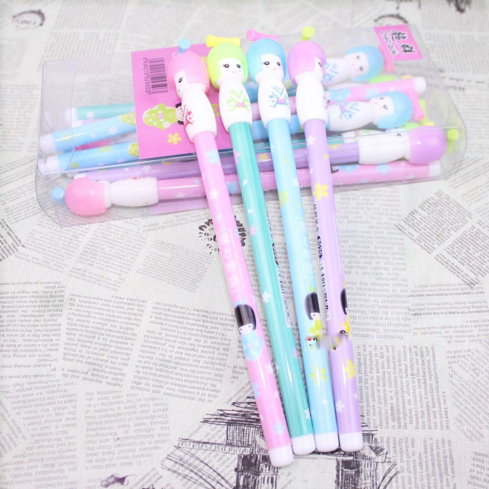 【夜市王】日本娃娃和服女孩針管式水筆 中性筆 和服女孩筆 9元-細節圖2