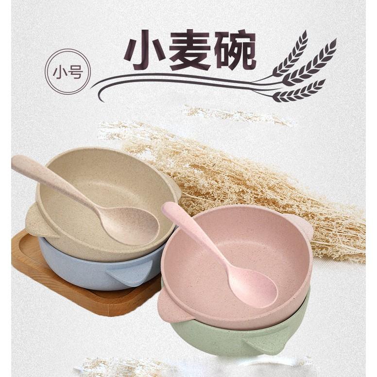 【夜市王】小麥兒童碗 家用隔熱防燙雙耳湯碗勺 小麥碗勺 39元-細節圖3