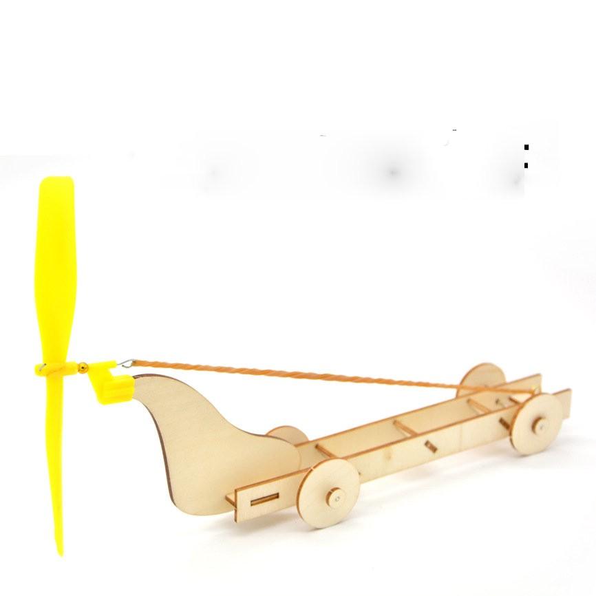 【夜市王】木製風力車 橡皮筋動力小車 39元-細節圖2