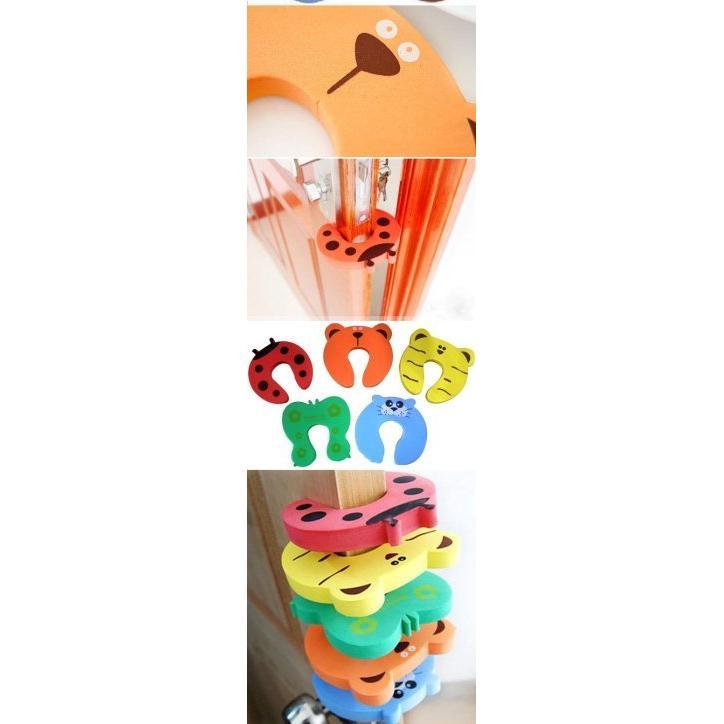 【夜市王】兒童防護系列安全門卡 門檔 瓢蟲蝴蝶小狗小貓老虎門夾5色 9元-細節圖2