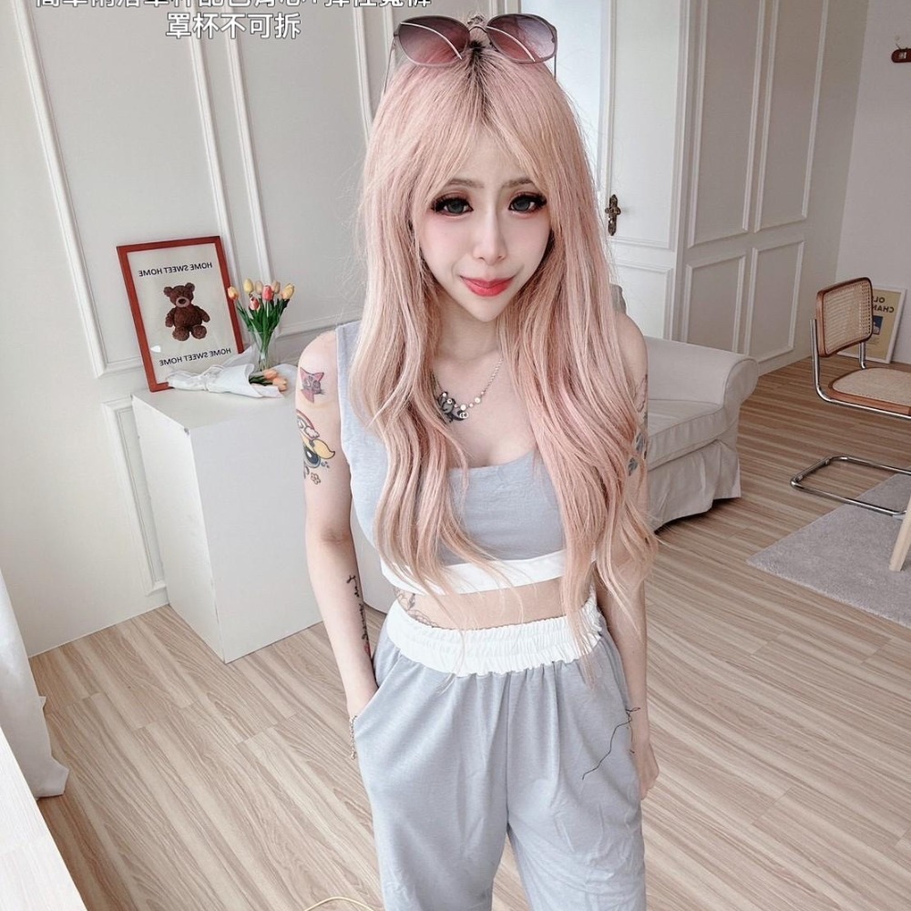 【S.T SHOP】8184簡單俐落罩杯配色背心+彈性寬褲(罩杯不可拆)-細節圖2