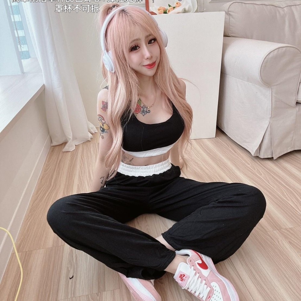 【S.T SHOP】8184簡單俐落罩杯配色背心+彈性寬褲(罩杯不可拆)-細節圖3