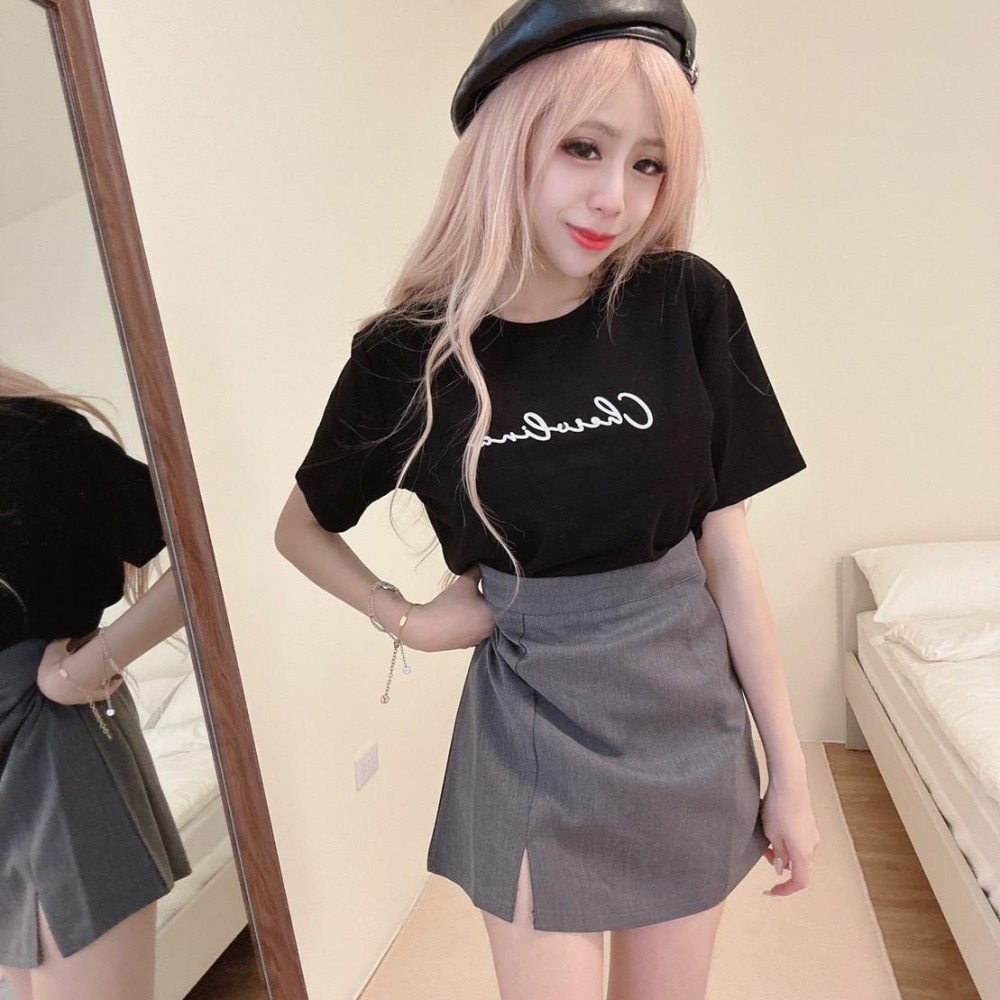 【S.T SHOP現貨】88058簡約百搭精工刺繡柔膚超彈棉tee-細節圖2