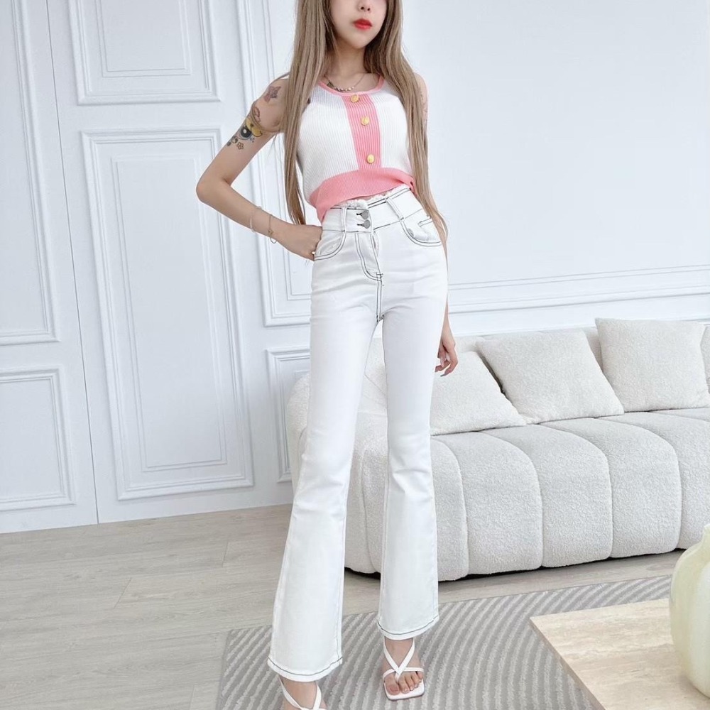 【S.T SHOP現貨】6365 完美比例俐落抓鬚車線微喇叭長褲-細節圖8