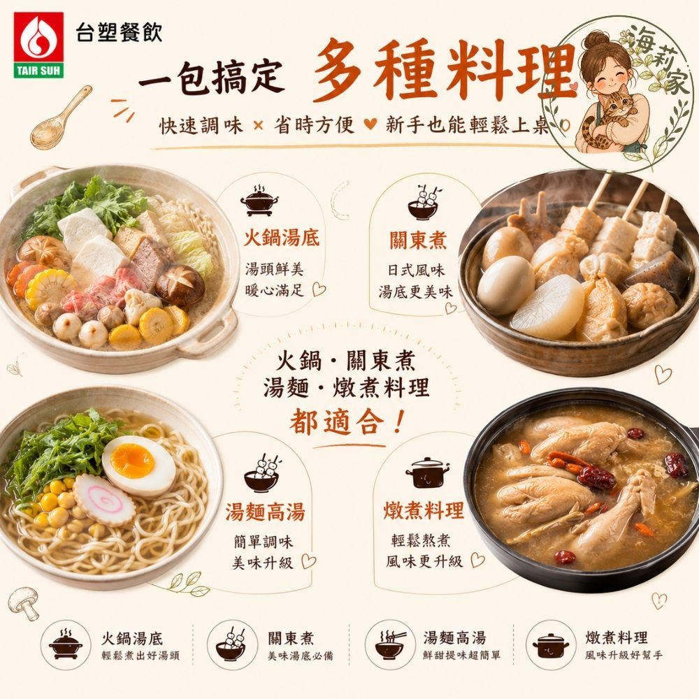 台塑餐飲 火鍋湯底包 火鍋湯粉｜牛奶鍋 藥膳鍋 香菇鍋 韓式泡菜鍋 日式高湯｜小火鍋｜關東煮｜湯麵｜高湯粉｜懶人料理-細節圖3