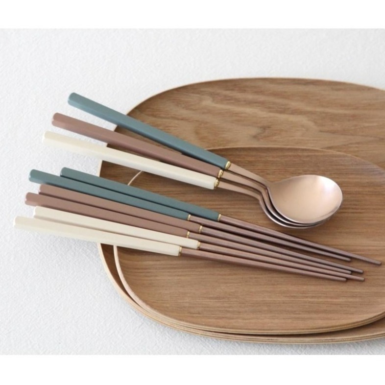 【海莉家】韓國 Kamome Kitchen 玫瑰金 不鏽鋼筷子 不鏽鋼湯匙 筷子 湯匙-細節圖2