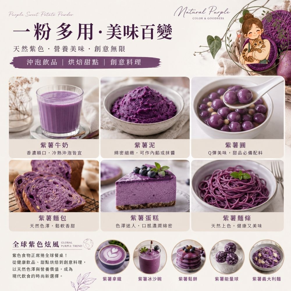紫心甘薯粉500g｜紫薯粉 紫地瓜粉 熟粉即食 天然色粉 烘焙原料 沖泡飲品 地瓜粉 甘薯粉 麵包蛋糕饅頭-細節圖5