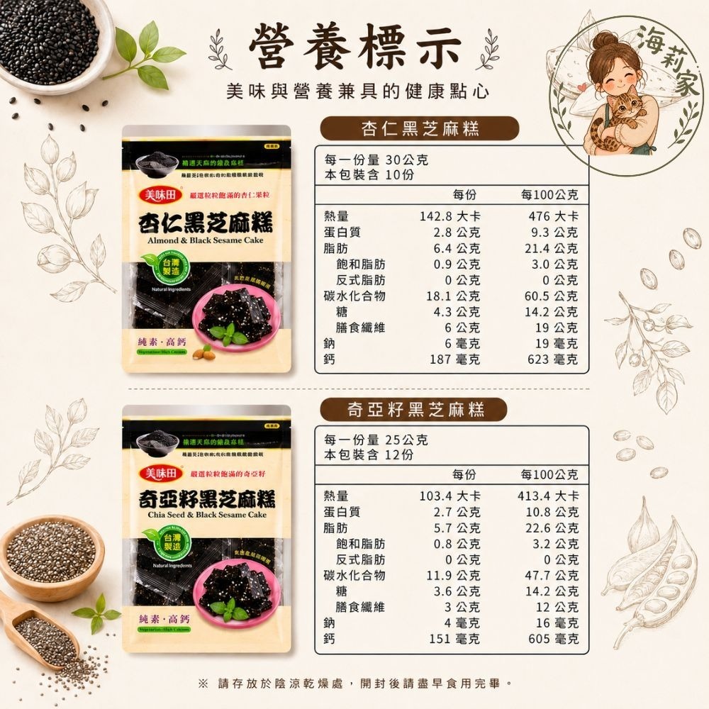 黑芝麻糕｜杏仁/奇亞籽｜低溫烘焙｜古早味芝麻糖｜養生零食｜不黏牙｜下午茶點心｜美味田-細節圖6