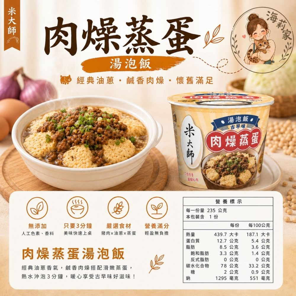 米大師 湯泡飯 (菠菜蛋花/蕃茄羅宋/麻油雞/川辣牛肉/肉燥蒸蛋/鮮蝦蒸蛋茶泡飯/赤味噌) 沖泡即食-細節圖7