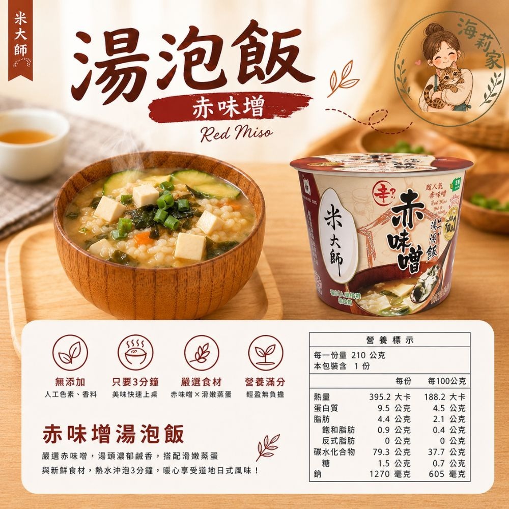 米大師 湯泡飯 (菠菜蛋花/蕃茄羅宋/麻油雞/川辣牛肉/肉燥蒸蛋/鮮蝦蒸蛋茶泡飯/赤味噌) 沖泡即食-細節圖9