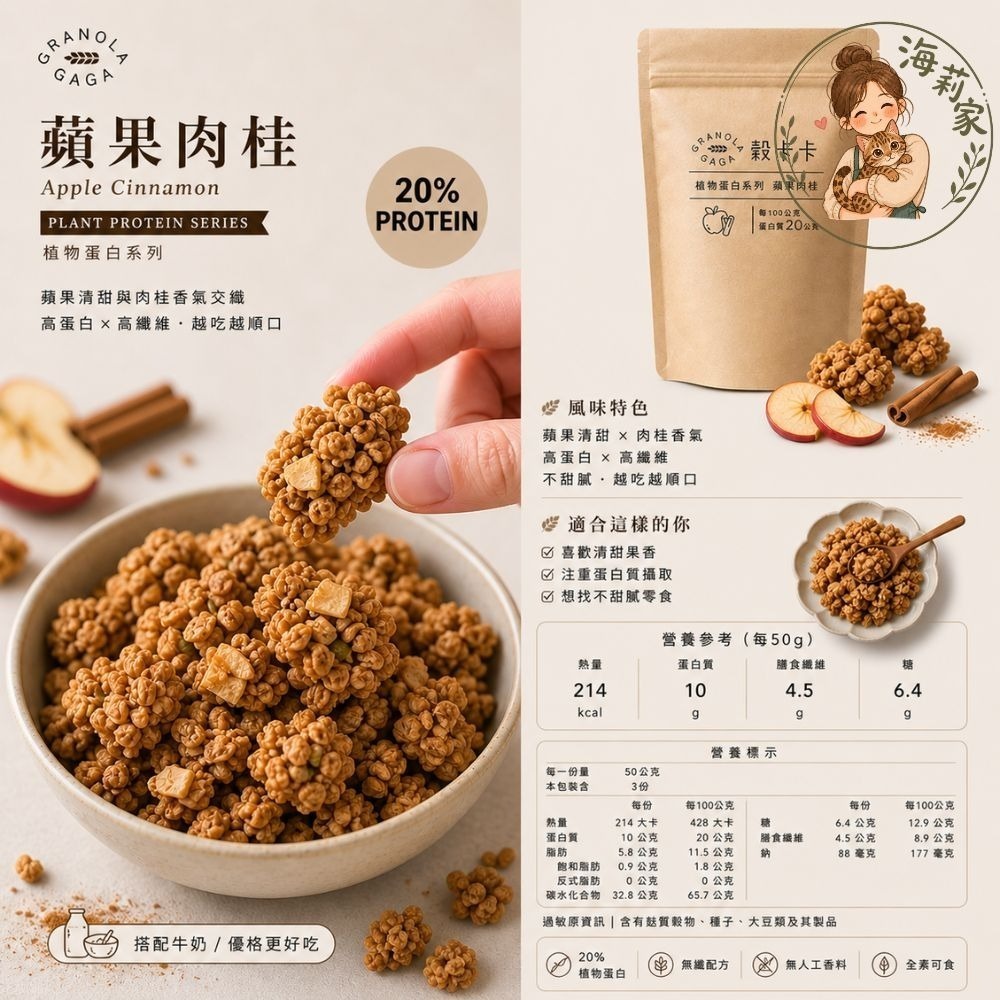 穀卡卡 燕麥脆片｜早餐麥片｜低糖燕麥片｜即食早餐｜堅果麥片｜Granola｜多口味｜高纖穀物｜健康零食-規格圖4
