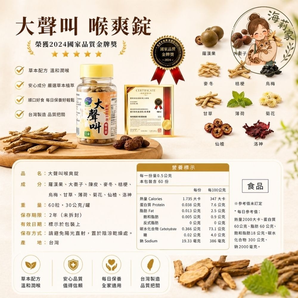 大聲叫喉爽錠｜潤喉糖｜羅漢果喉糖｜爽喉錠｜開聲不卡｜唱歌必備｜草本潤喉｜梁時｜台灣製-細節圖4