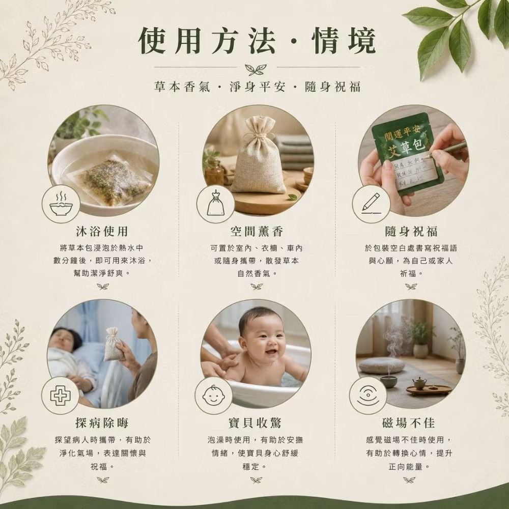梁時 艾草包｜艾草沐浴包｜草本泡澡包｜艾草｜香茅｜台灣製-細節圖4