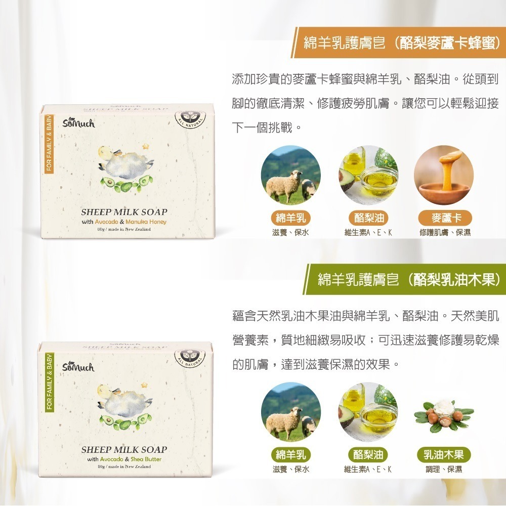 海莉家 Somuch 綿羊乳護膚 (酪梨麥蘆卡蜂蜜/酪梨乳油木果)-細節圖4