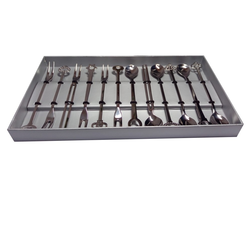 TSY歐日廚房臻品 不鏽鋼點心叉匙組(盒裝12支)-細節圖3