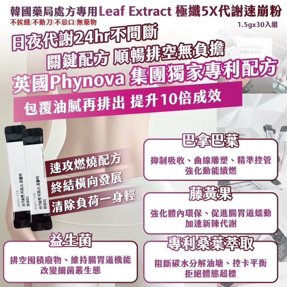 現貨【西歐雜貨店】韓國Leaf Extract 極纖5X代謝速崩粉(1.5g x30入/盒)-細節圖2