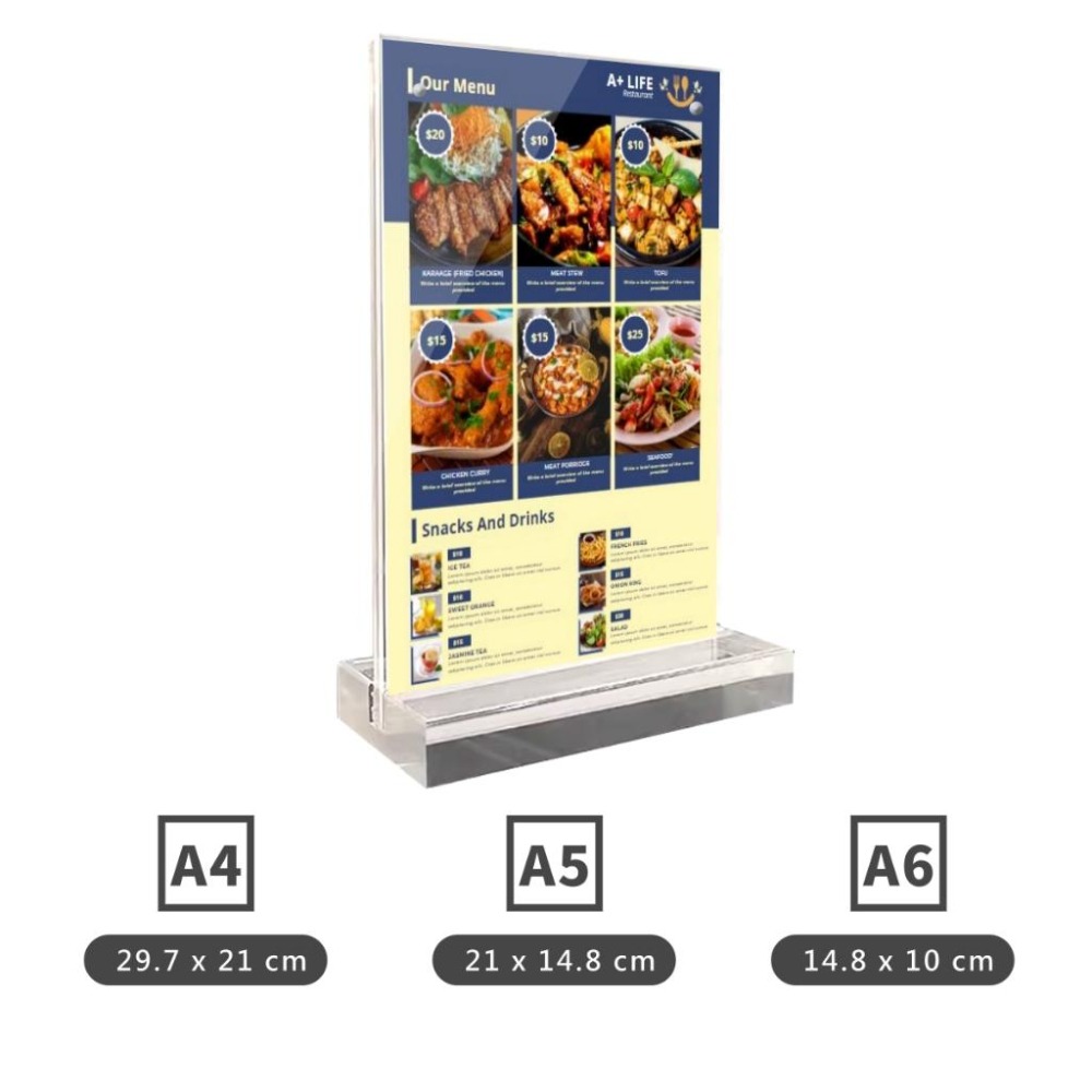 全透明壓克力桌牌 壓克力展示牌 桌牌 強磁 告示牌 展示牌 餐牌 桌面立牌 廣告牌 標價牌 價格牌 立牌 台卡 MENU-細節圖3
