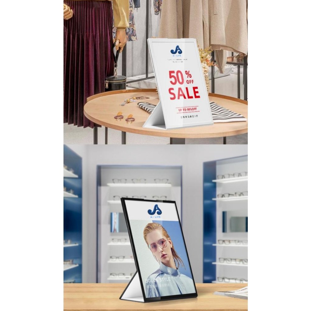 硬紙桌上立牌 桌牌 告示牌 紙板 立牌 標示牌 廣告架 服飾店 展示架 標價牌 DM MENU QRcode 插牌 黑色-細節圖5